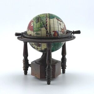 Vintage Miniature Globe Pencil Sharpener Die Cast Metal Bronze Hong Kong Decor